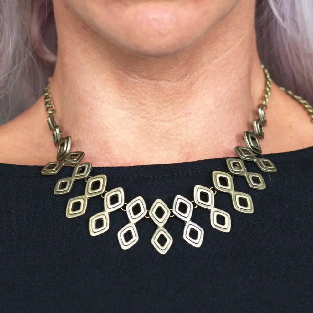 Paparazzi Jewelry Accessories - Geocentric - Brass Necklace - Vintage
